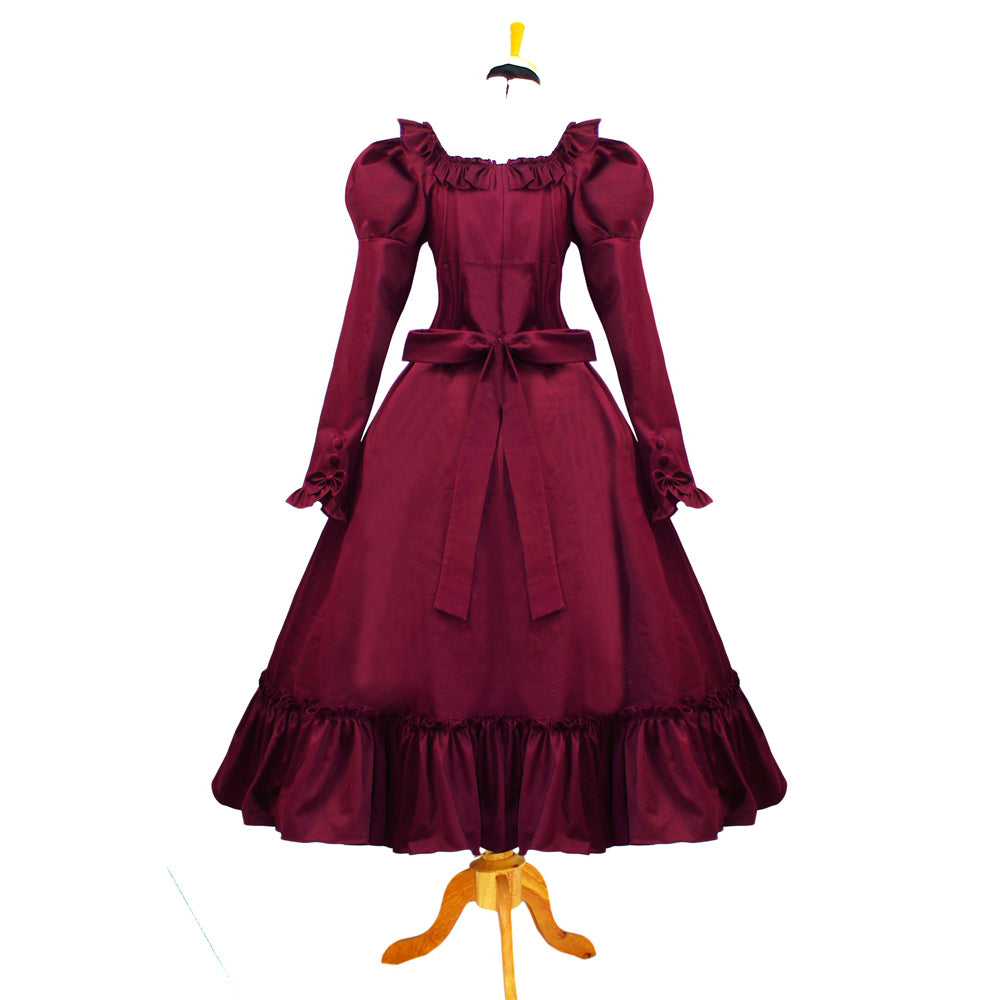 Tiefrotes Baumwollkleid G1064