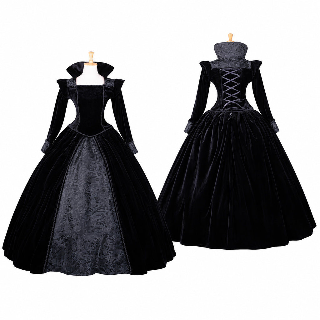 Gothic Victorian Black Velvet Dress G1068