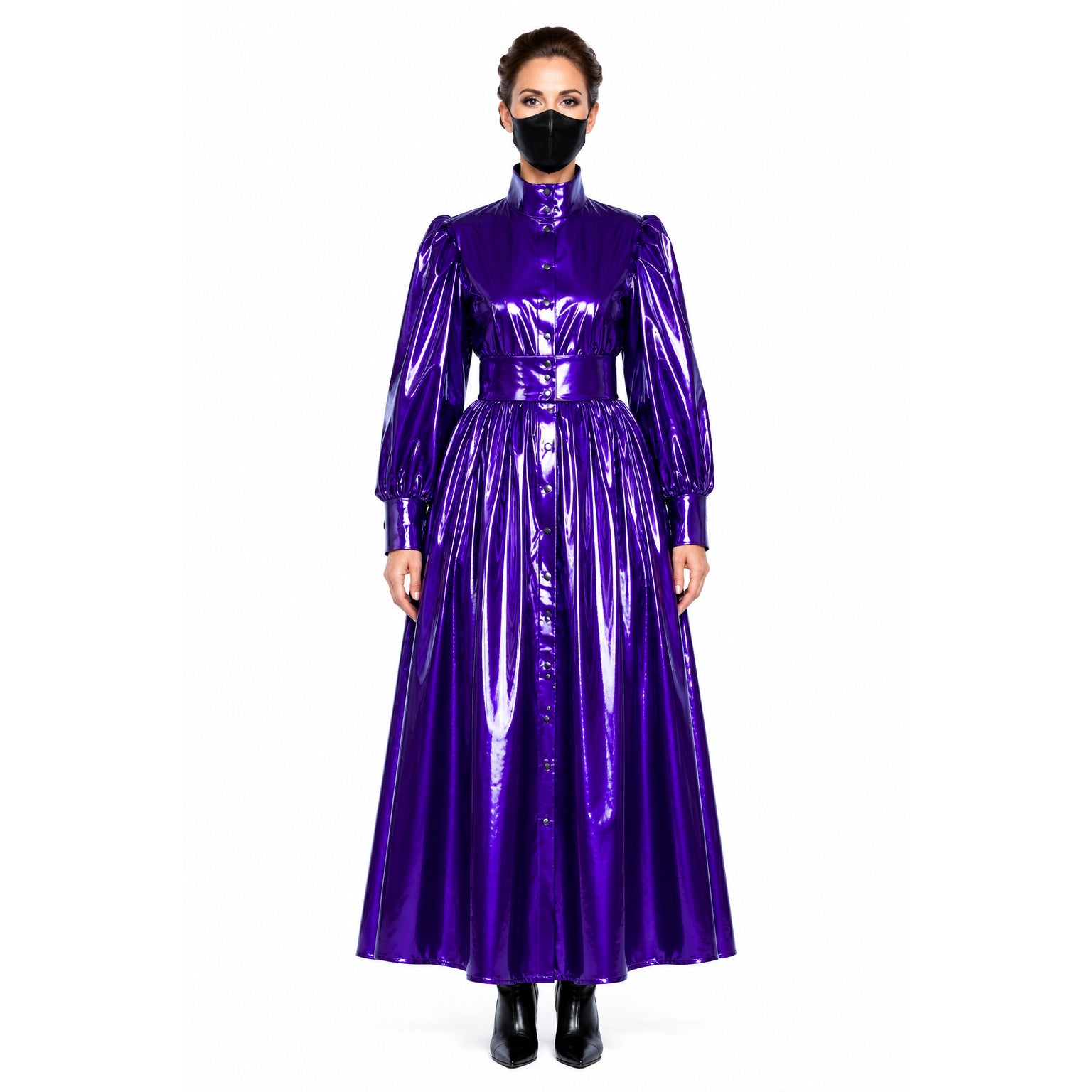 Lila dünnes PVC-Kleid G1070