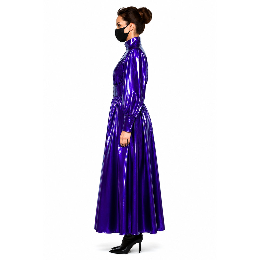 Lila dünnes PVC-Kleid G1070