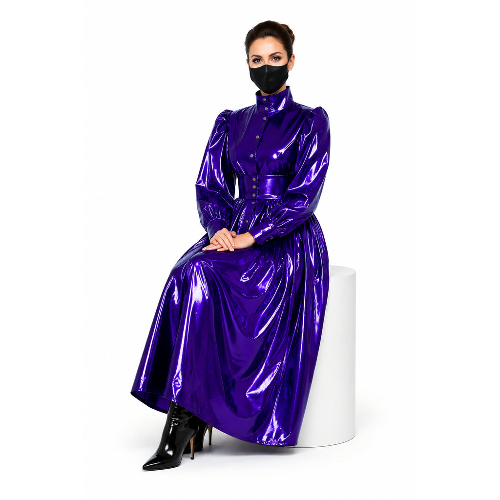 Lila dünnes PVC-Kleid G1070
