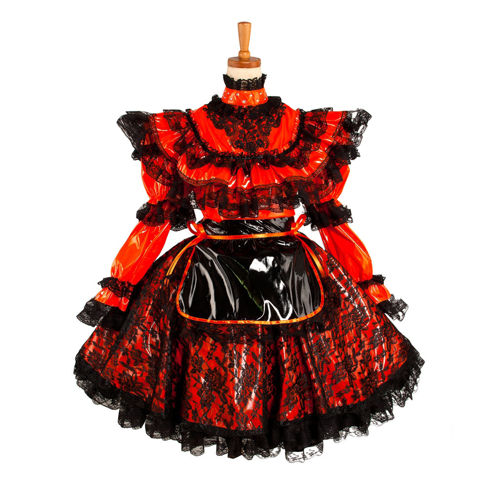 rotes, enges PVC-Kleid G1071