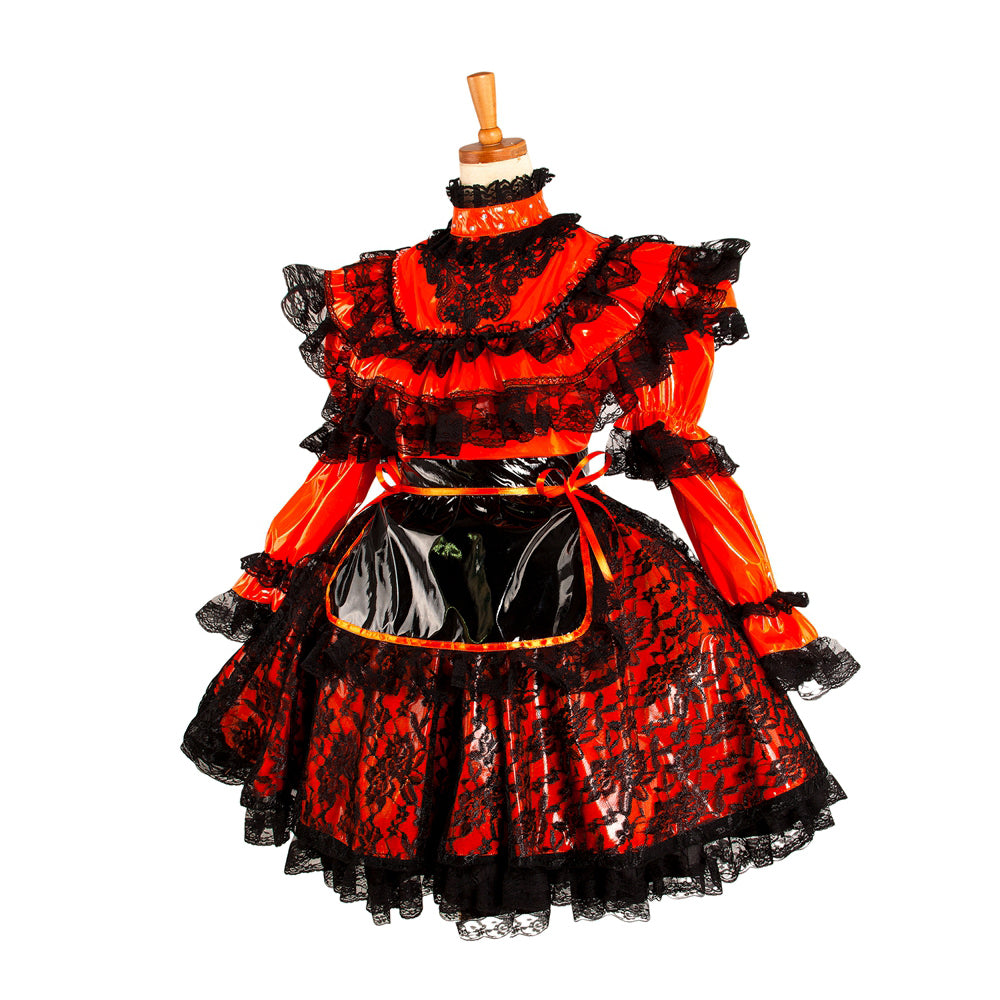 rotes, enges PVC-Kleid G1071