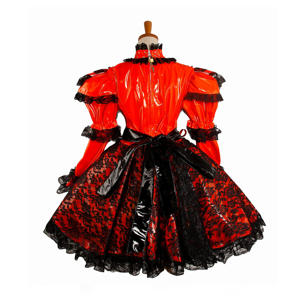 rotes, enges PVC-Kleid G1071