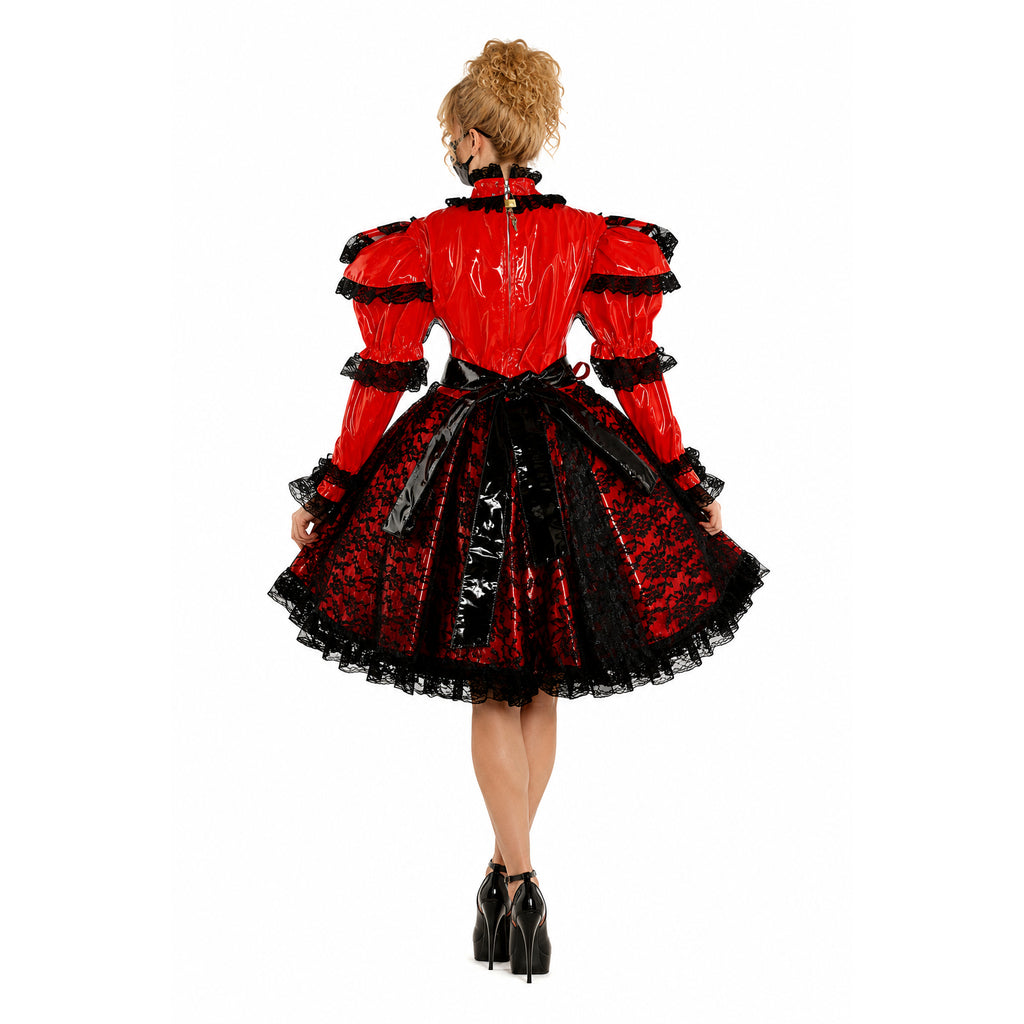 rotes, enges PVC-Kleid G1071