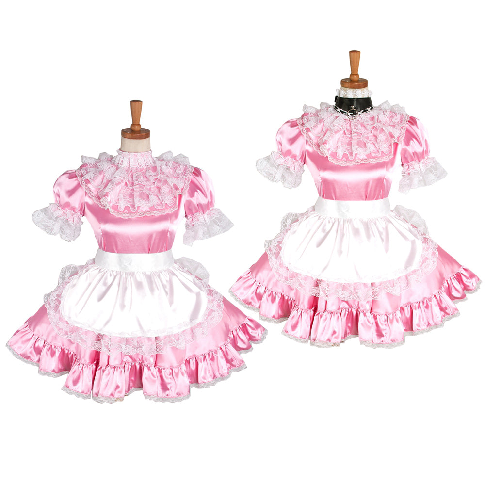 pinkes Satinkleid G1216
