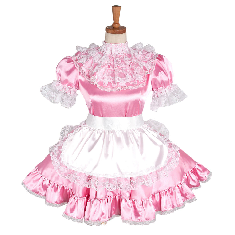 pinkes Satinkleid G1216