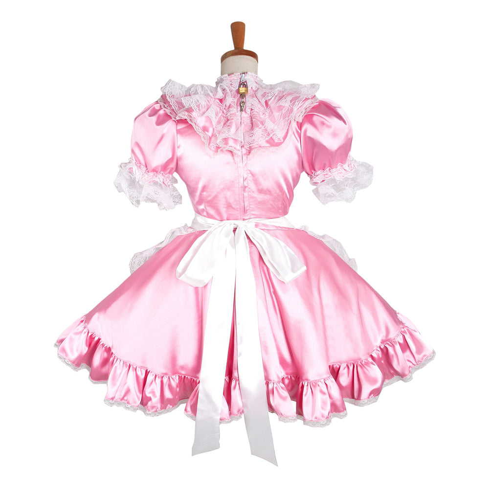 pinkes Satinkleid G1216