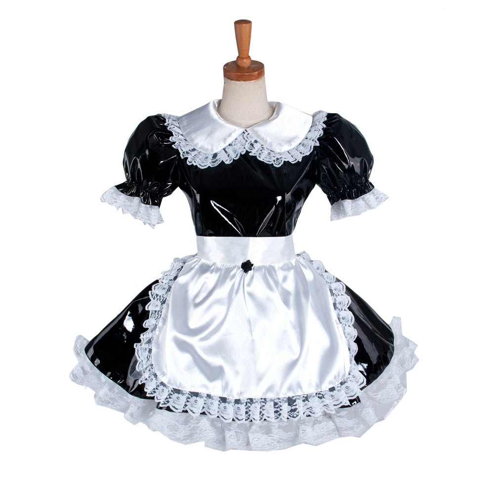 schwarzes enges PVC-Kleid G1217