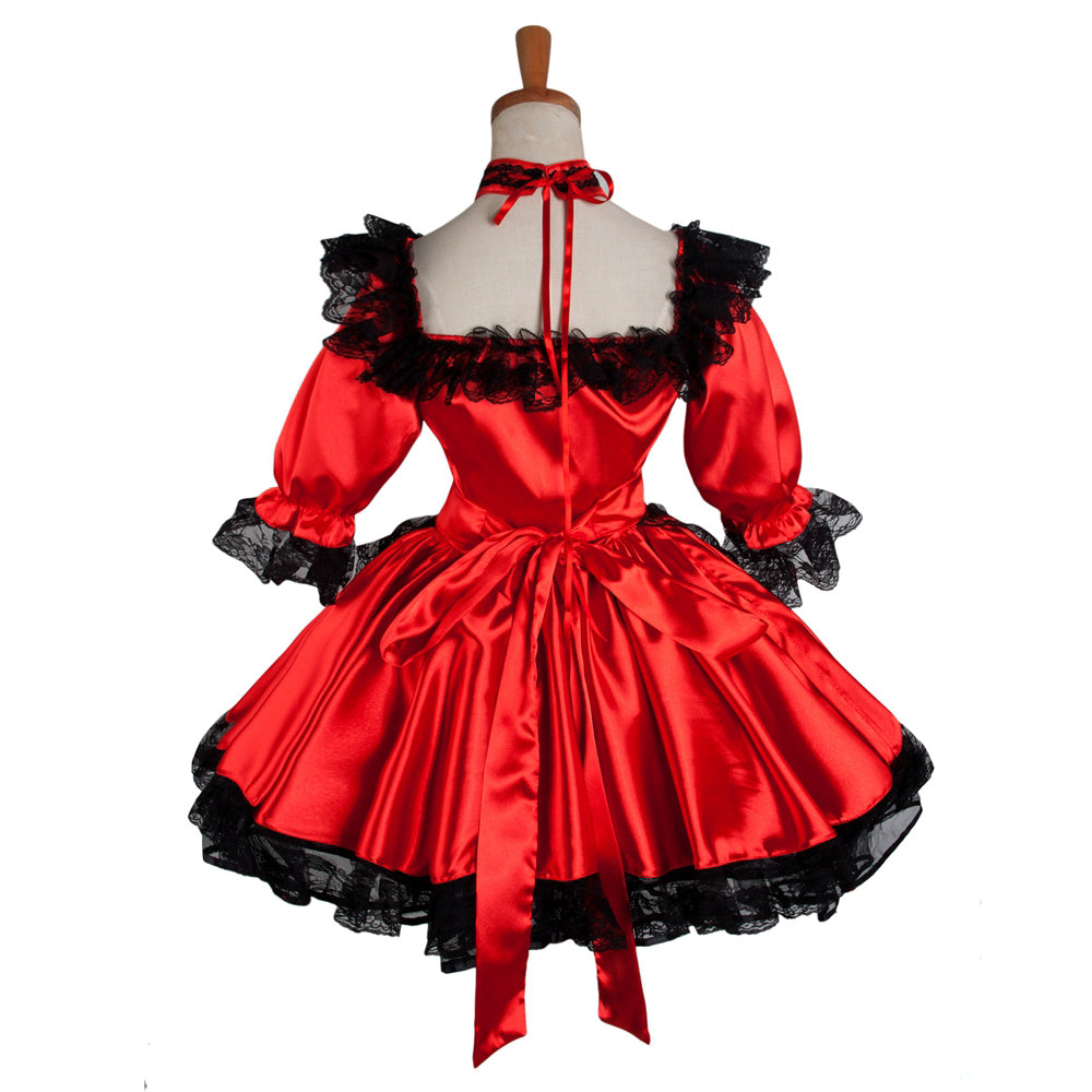 rotes Satinkleid G1219