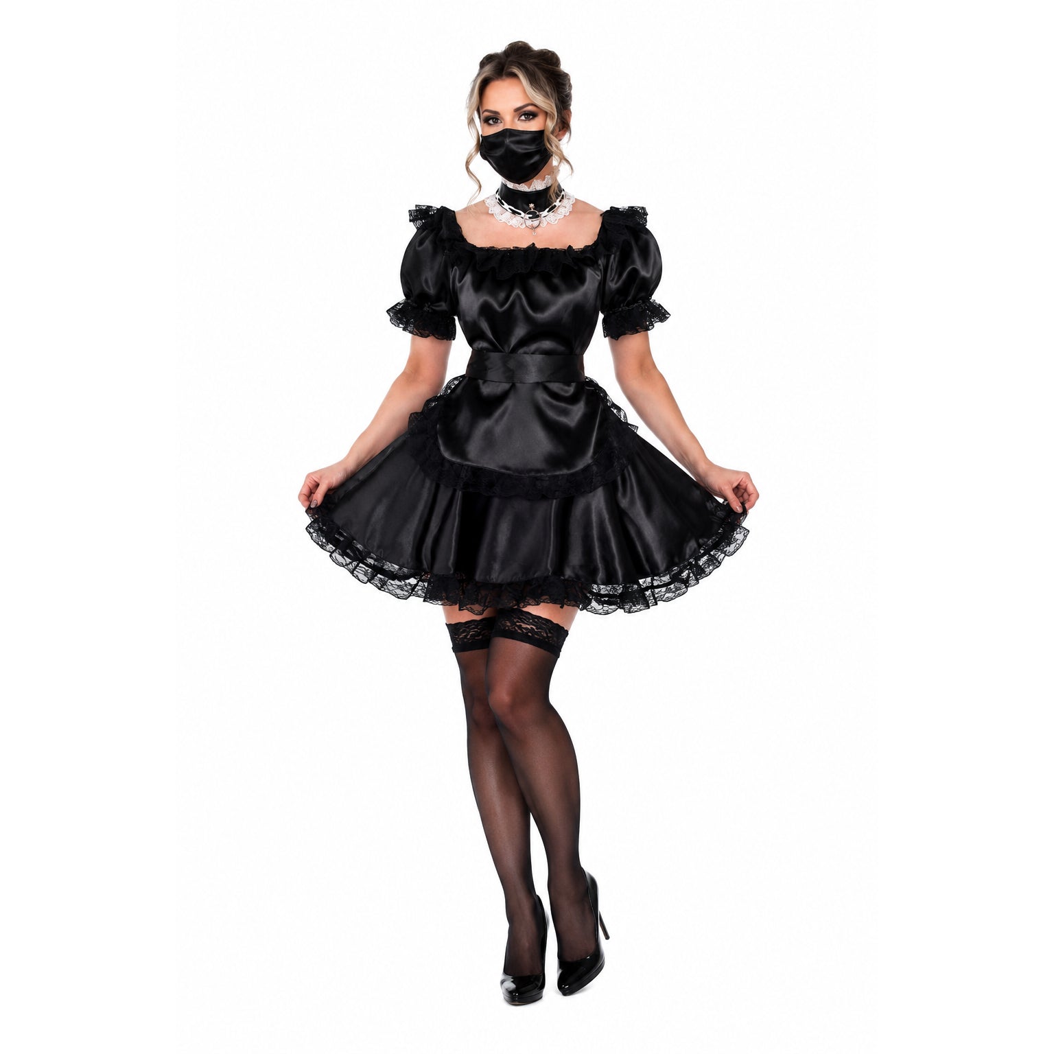 black satin dress G1228