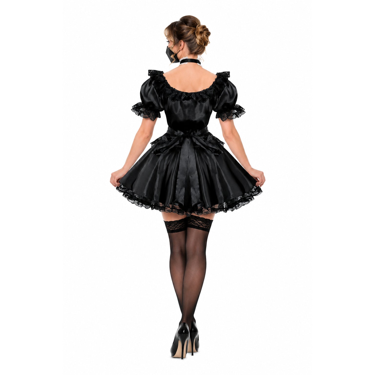 black satin dress G1228