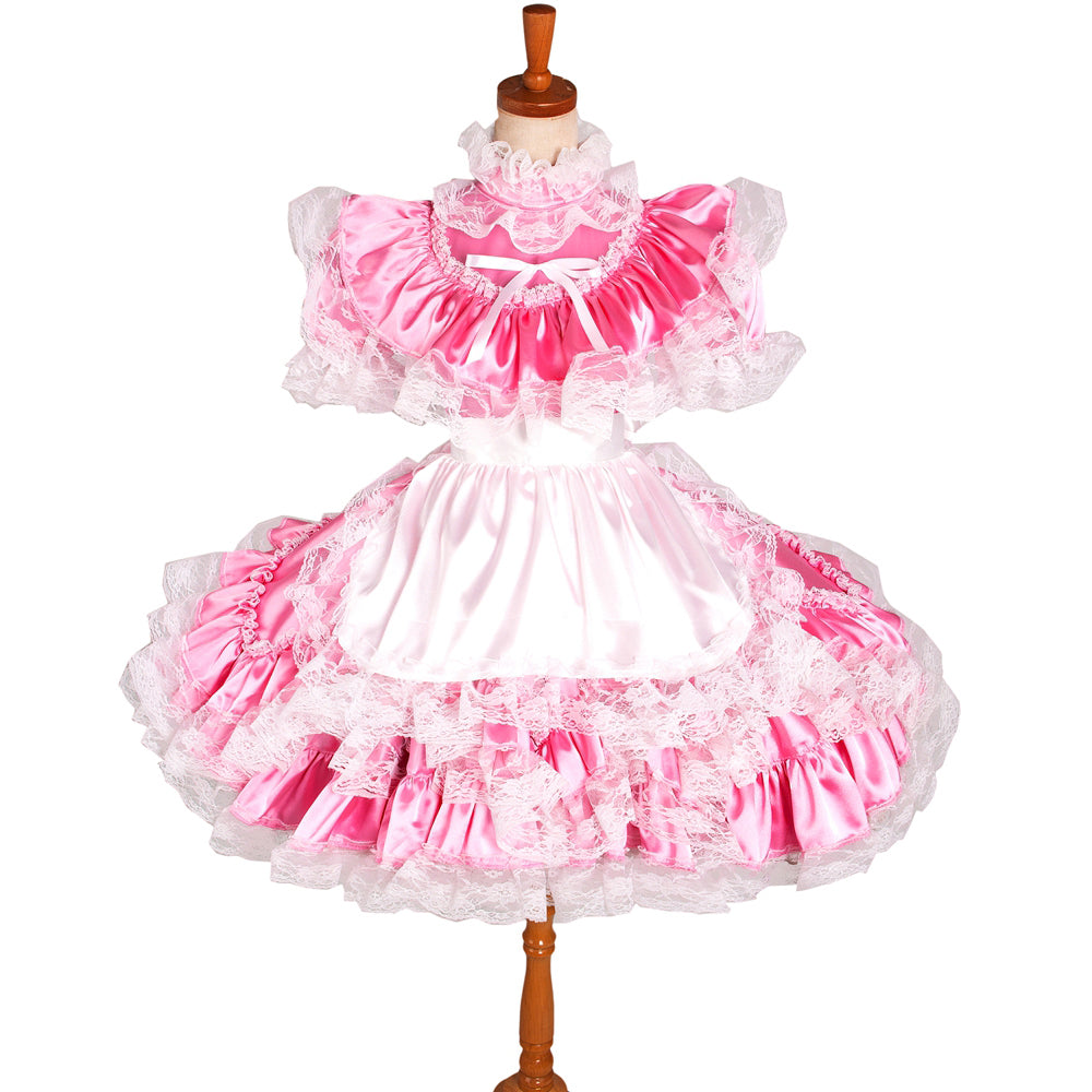 pink satin dress G1231