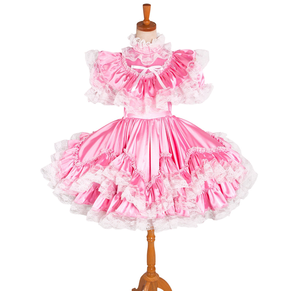 pink satin dress G1231
