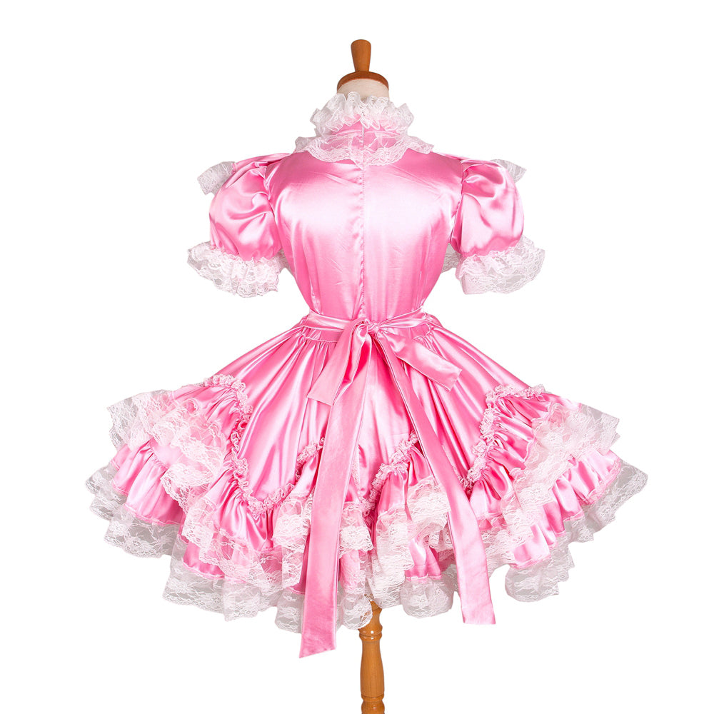 pink satin dress G1231