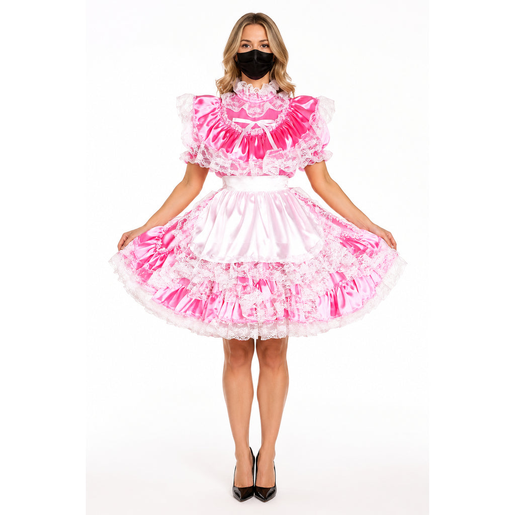 pink satin dress G1231