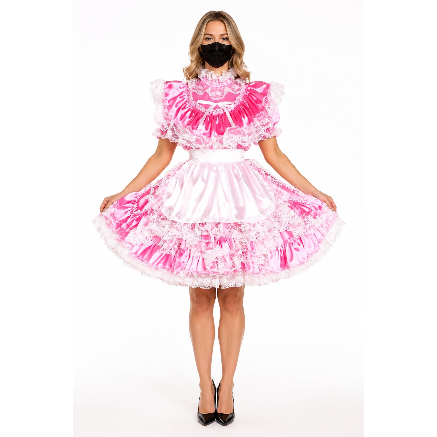 pink satin dress G1231