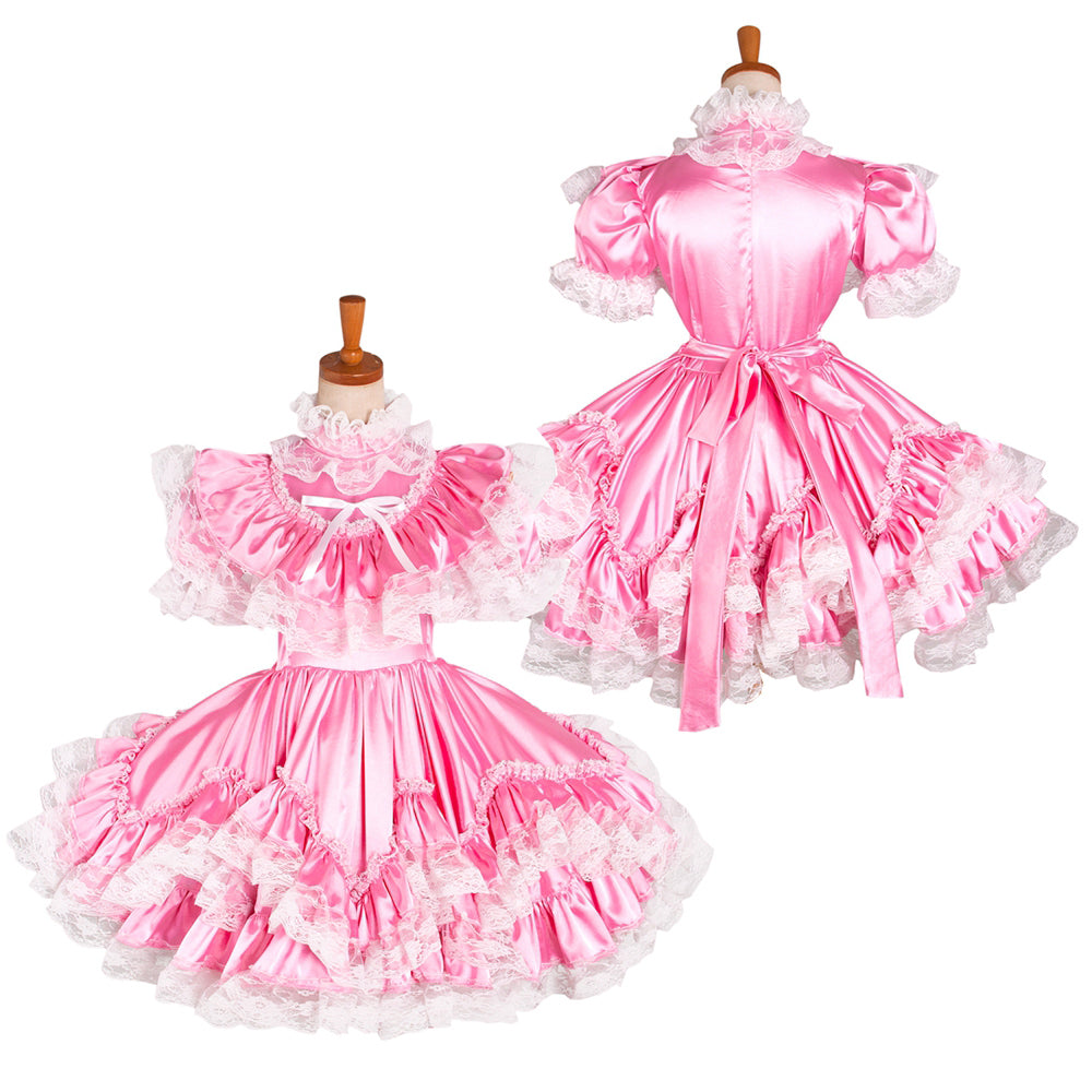 pink satin dress G1231