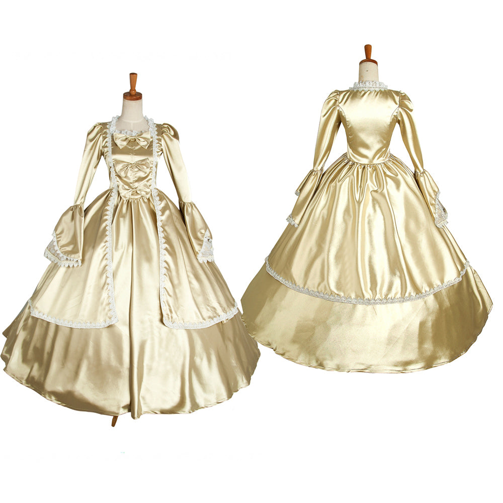 Champagne Satin Victorian Maid Costume Dress G1265