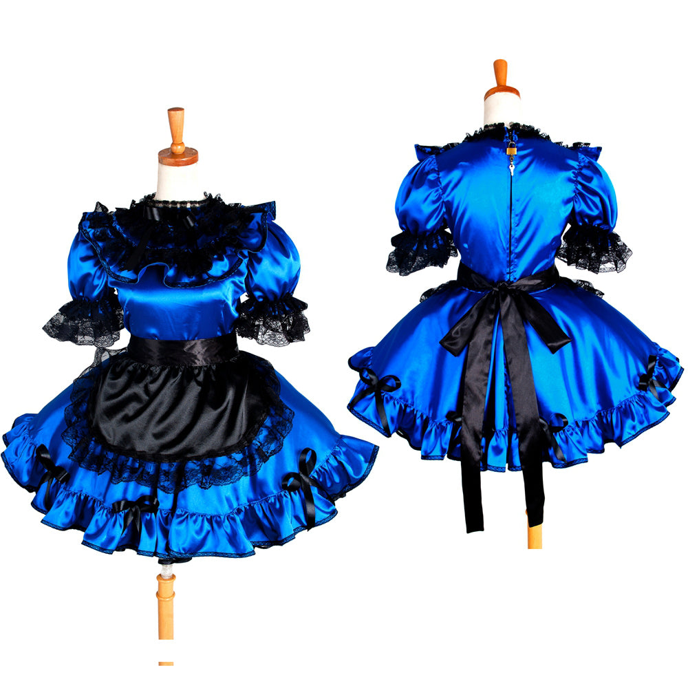 blue satin dress G1267
