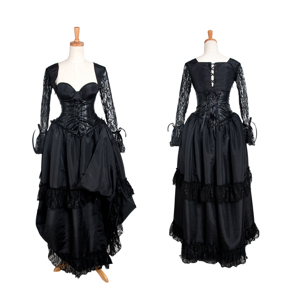 Black Gothic Lace Corset Maid Dress G1284
