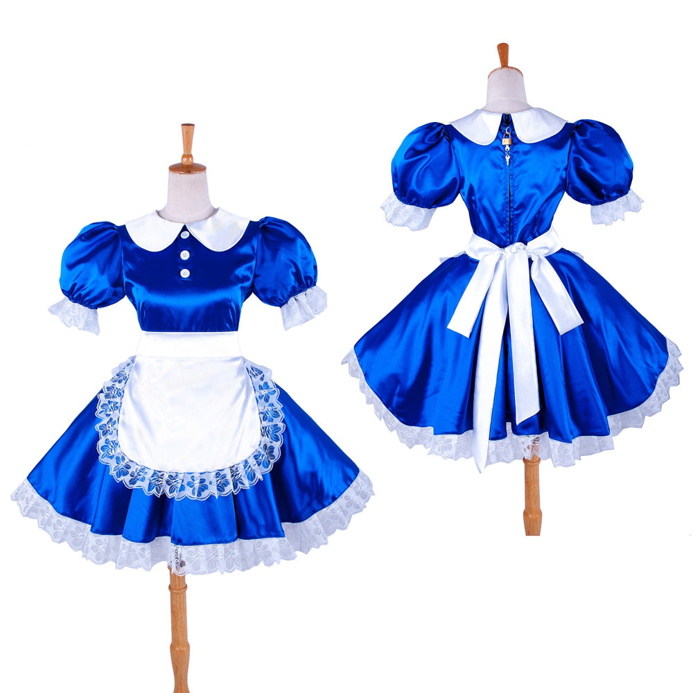 blue satin dress G1360
