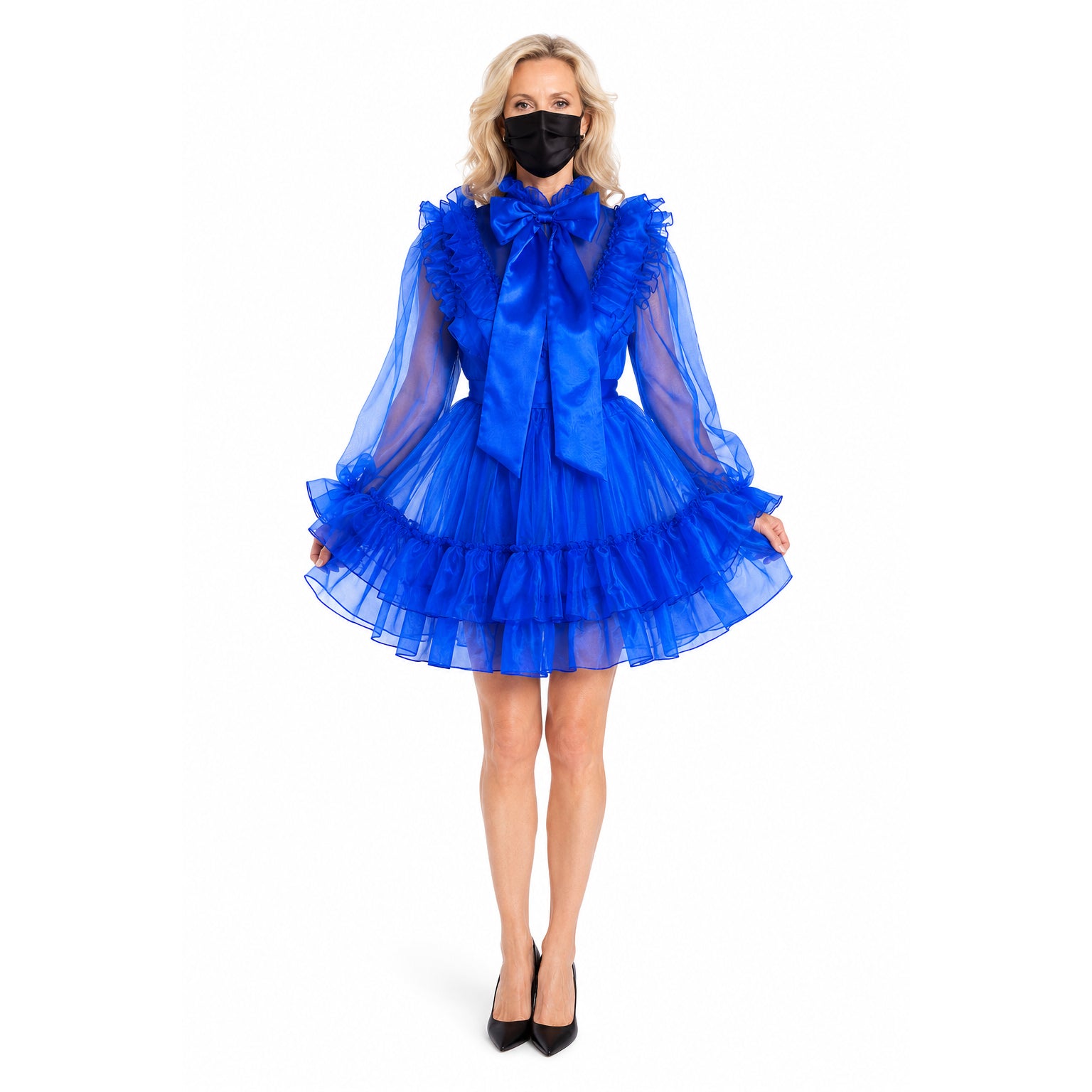 blue organza dress G1366