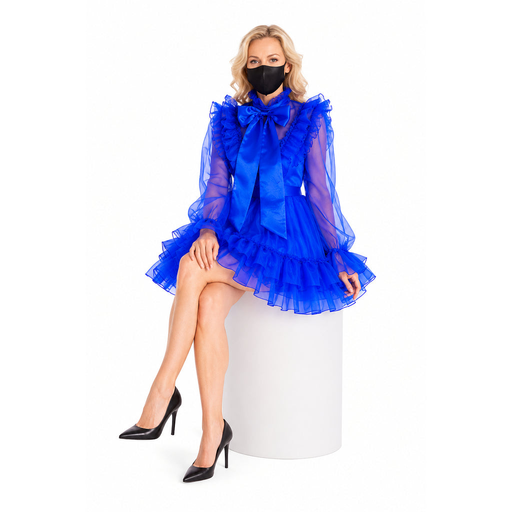 blue organza dress G1366