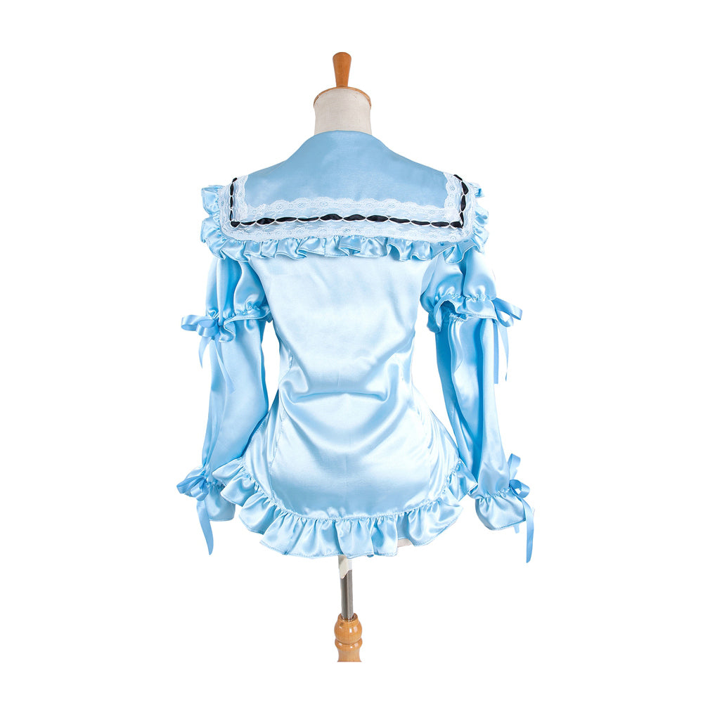 baby blue satin blouse G1404