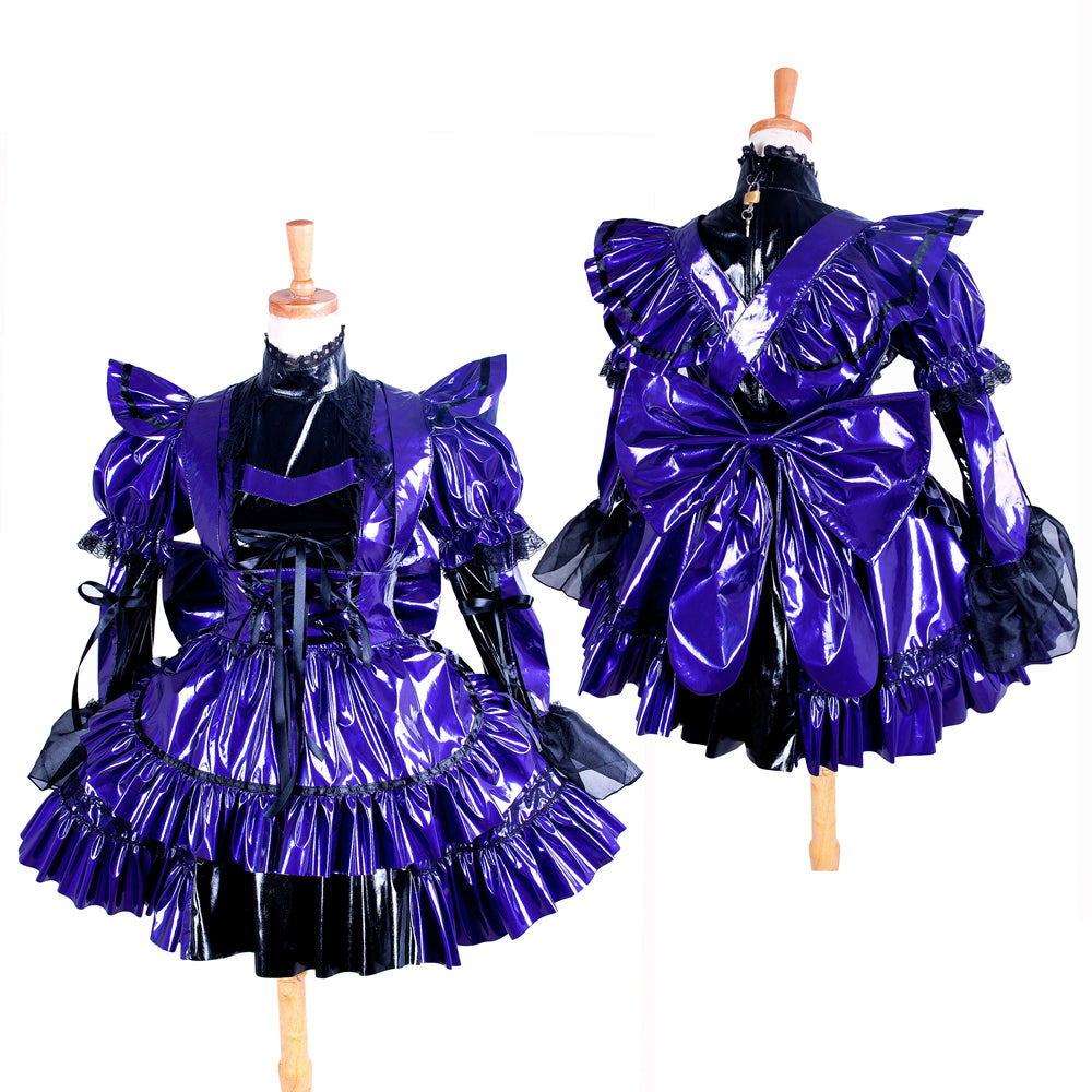 Purple thin pvc dress G1405