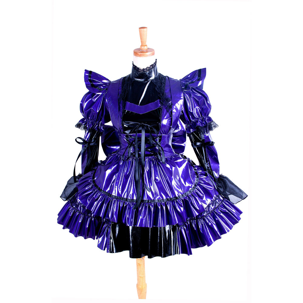 Purple thin pvc dress G1405