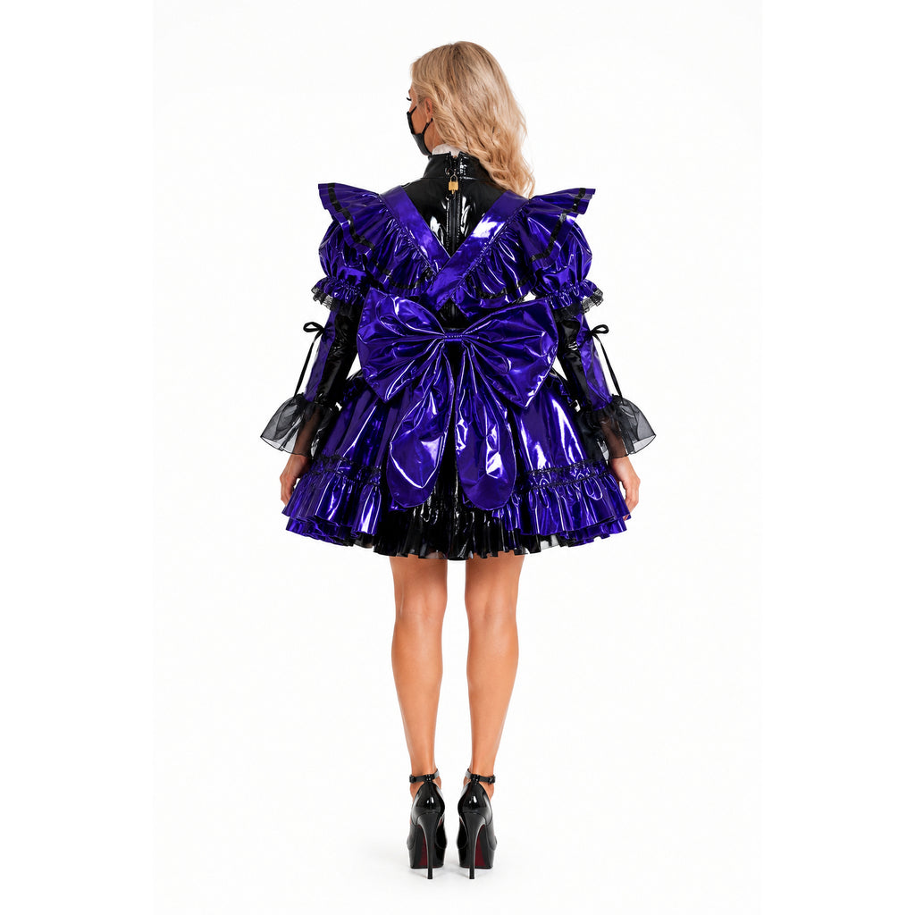 Purple thin pvc dress G1405