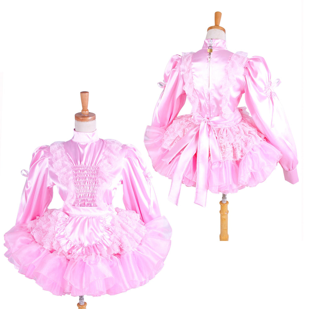 pink satin dress G1407