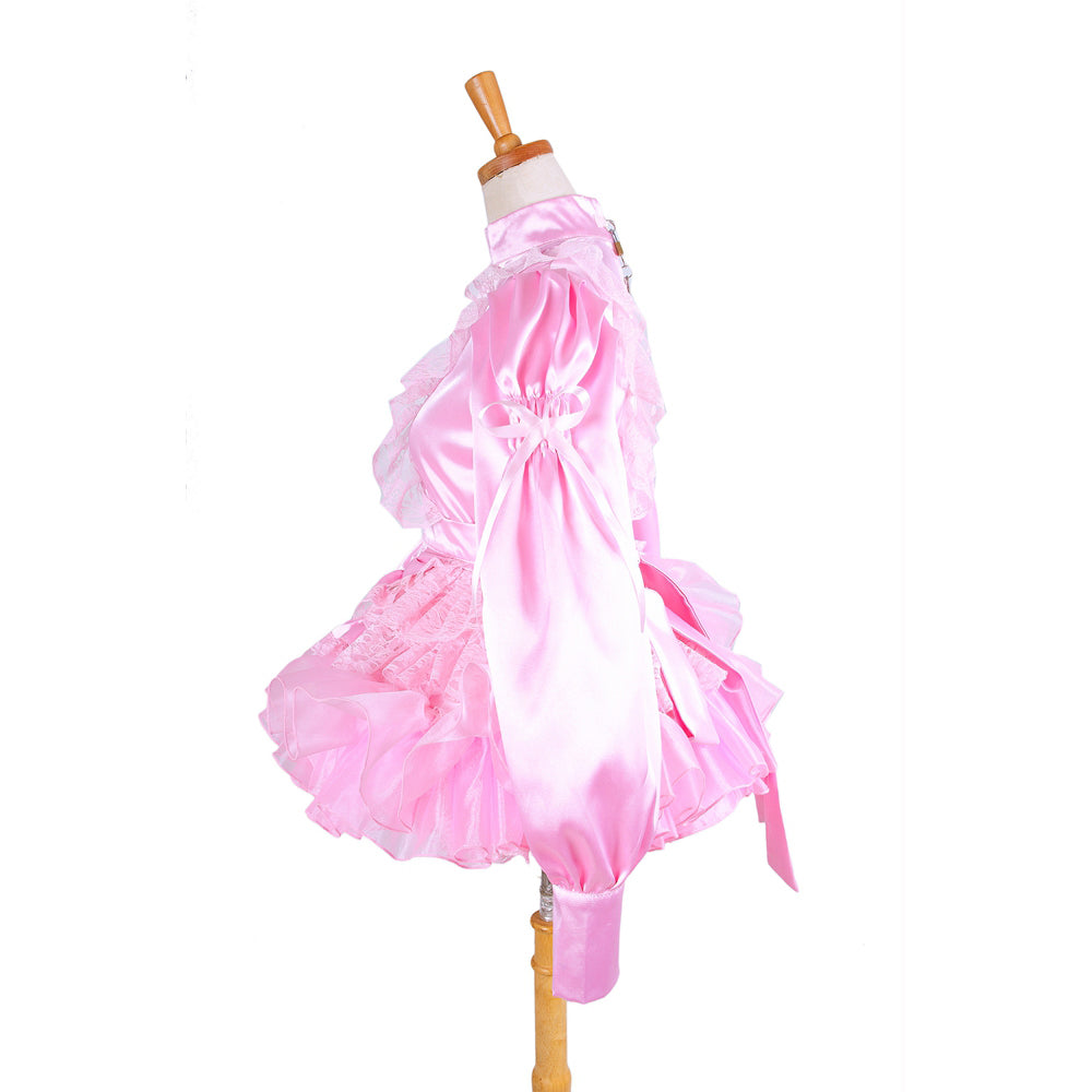 pink satin dress G1407