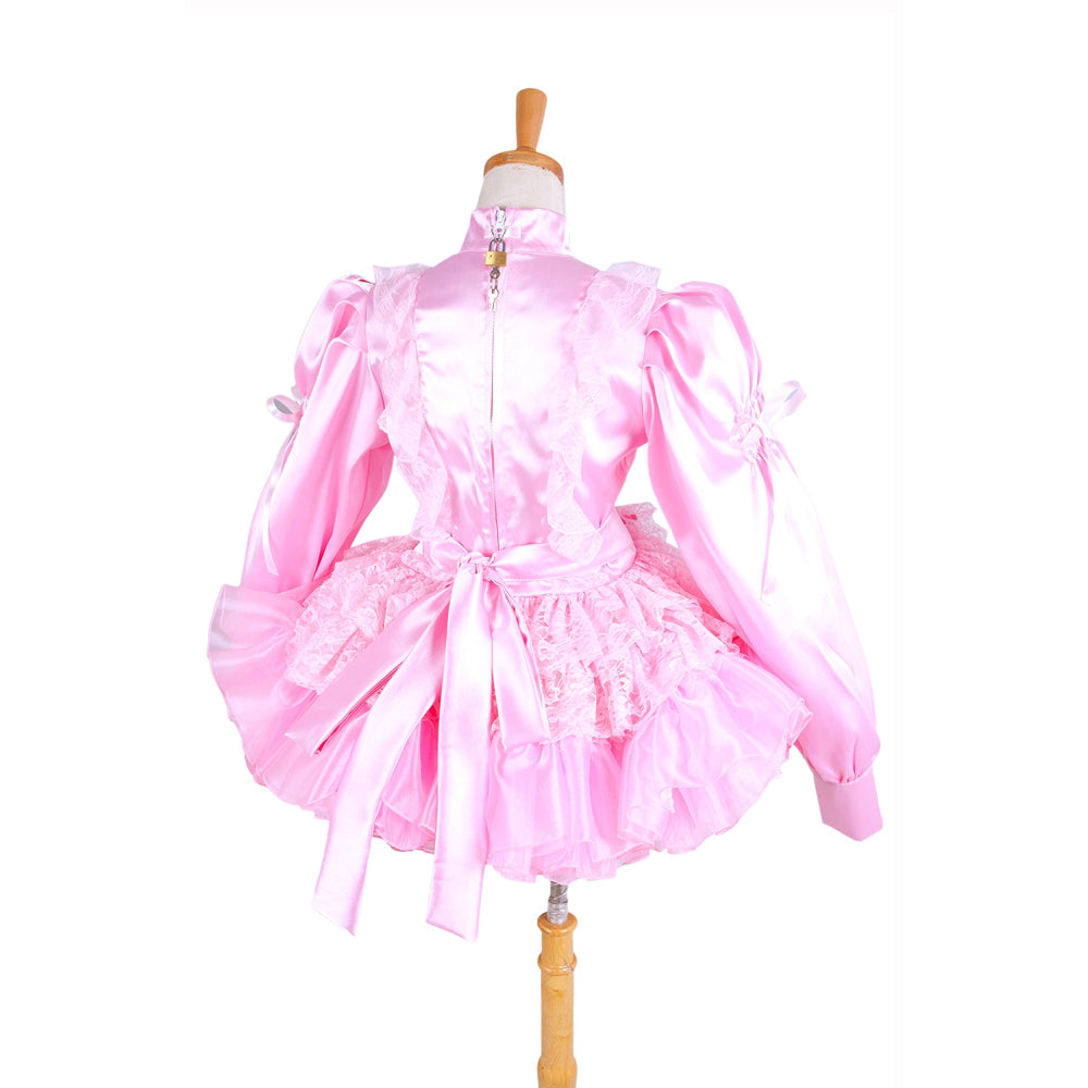 pink satin dress G1407