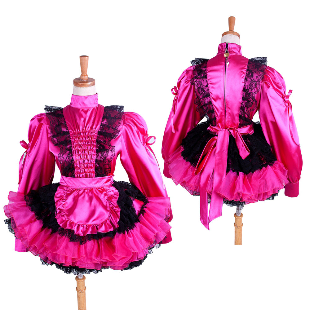hot pink satin dress G1408