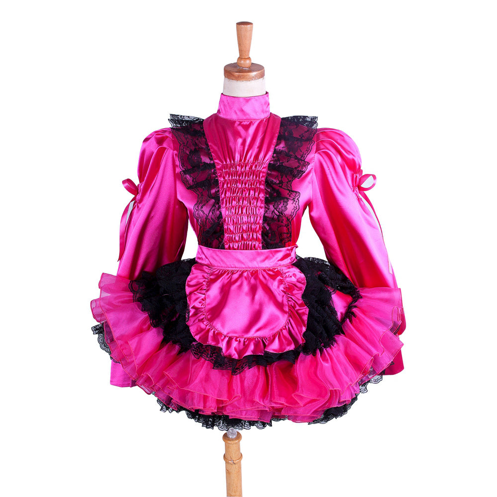 hot pink satin dress G1408
