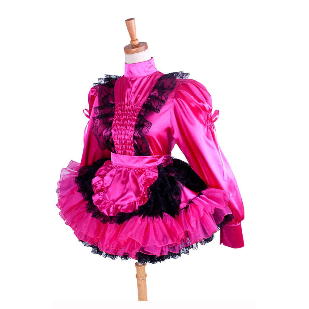 hot pink satin dress G1408