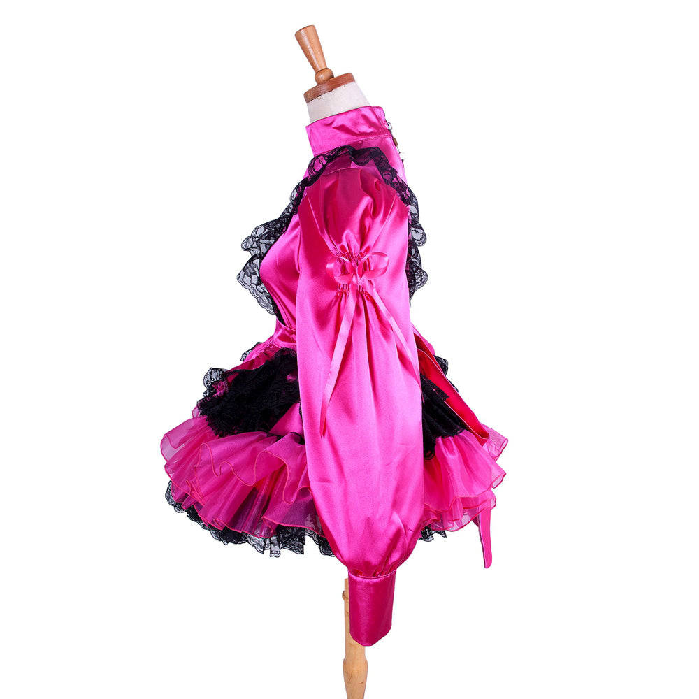 hot pink satin dress G1408