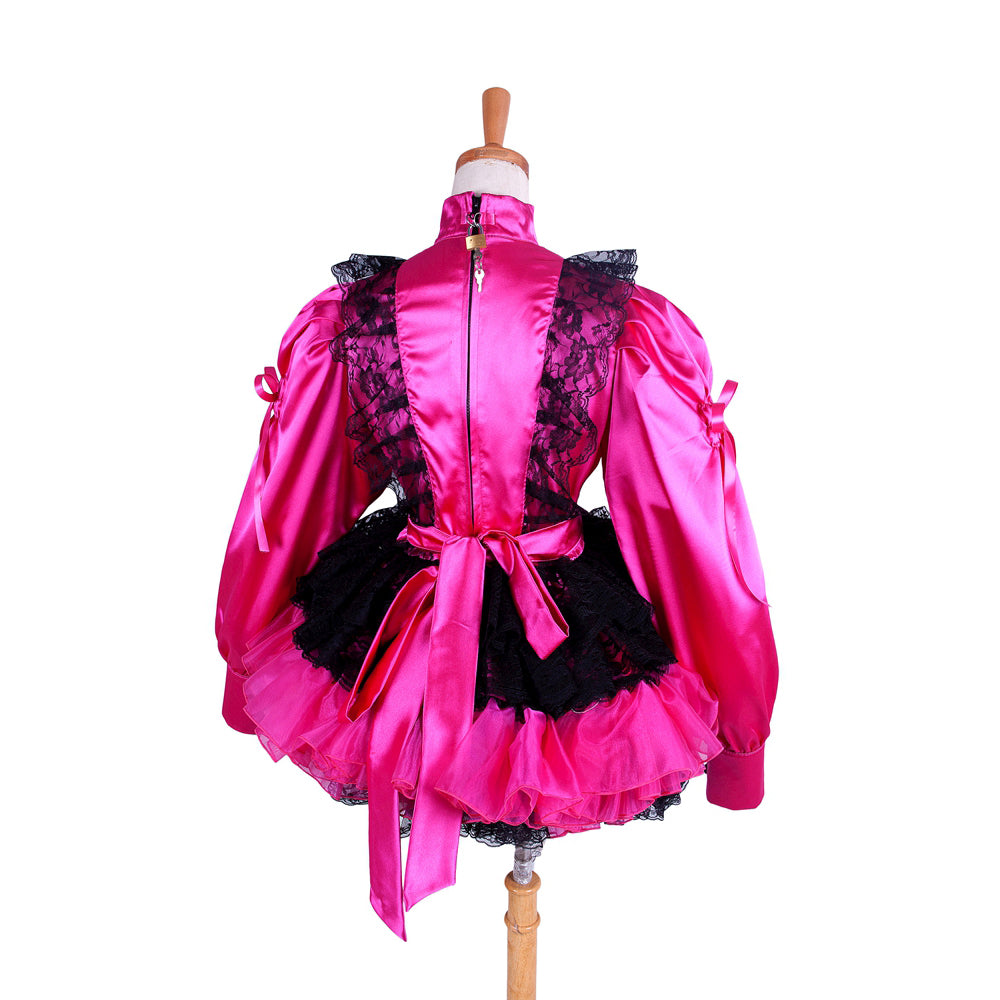 hot pink satin dress G1408