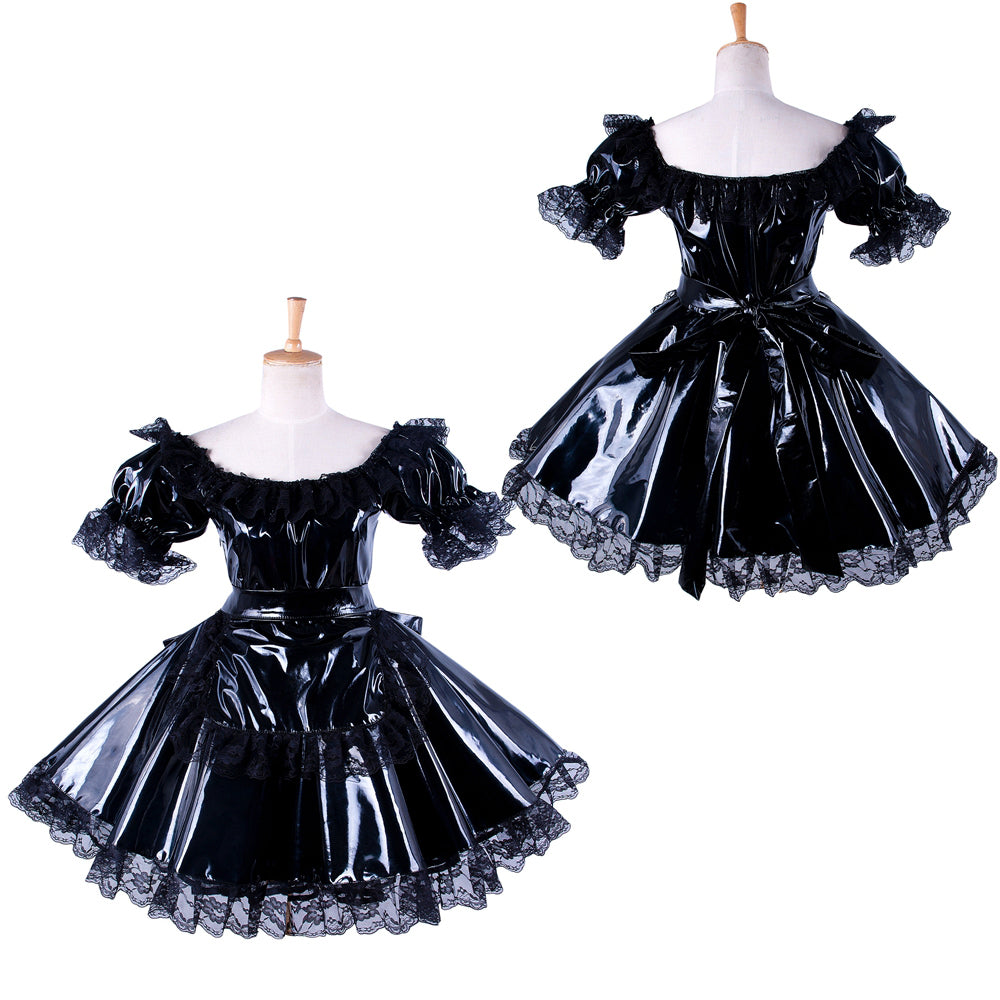 black thin pvc dress G1414