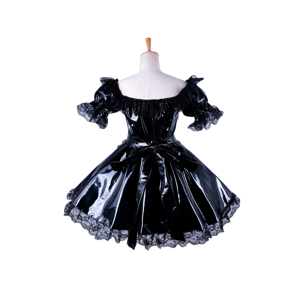 black thin pvc dress G1414