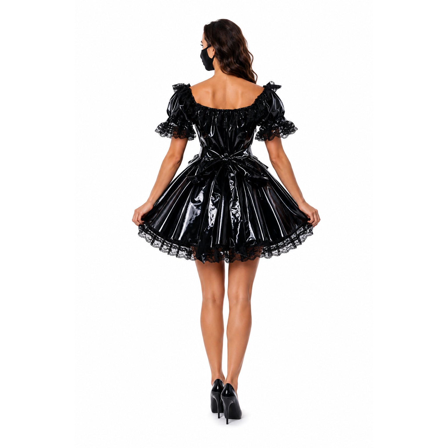 black thin pvc dress G1414