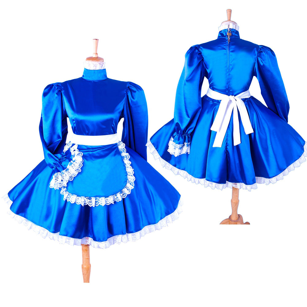 blue satin dress G1415