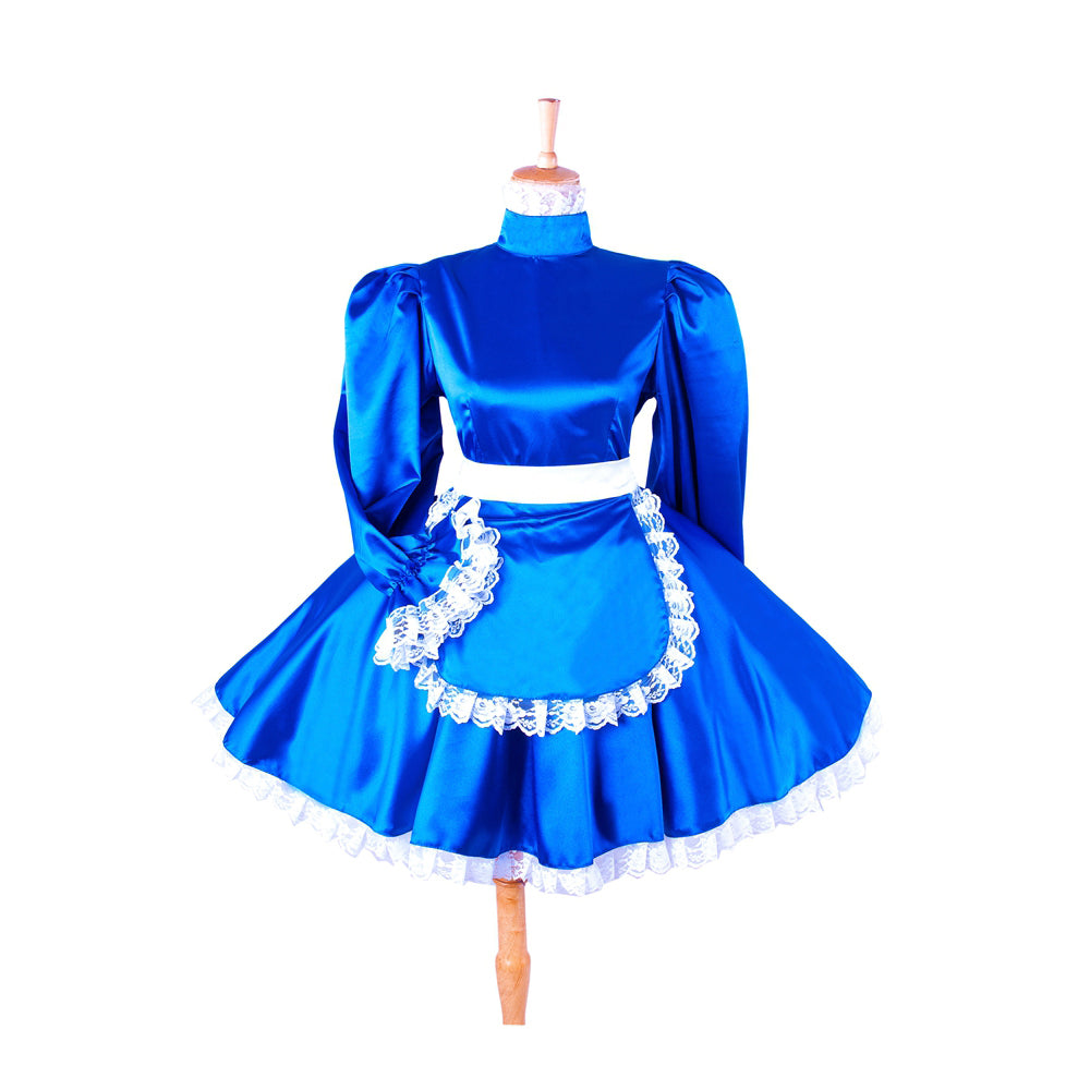 blue satin dress G1415