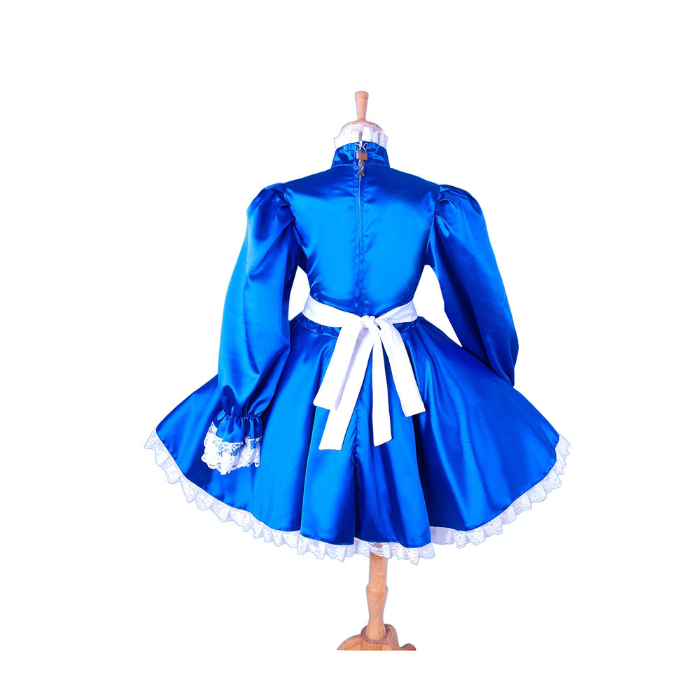 blue satin dress G1415