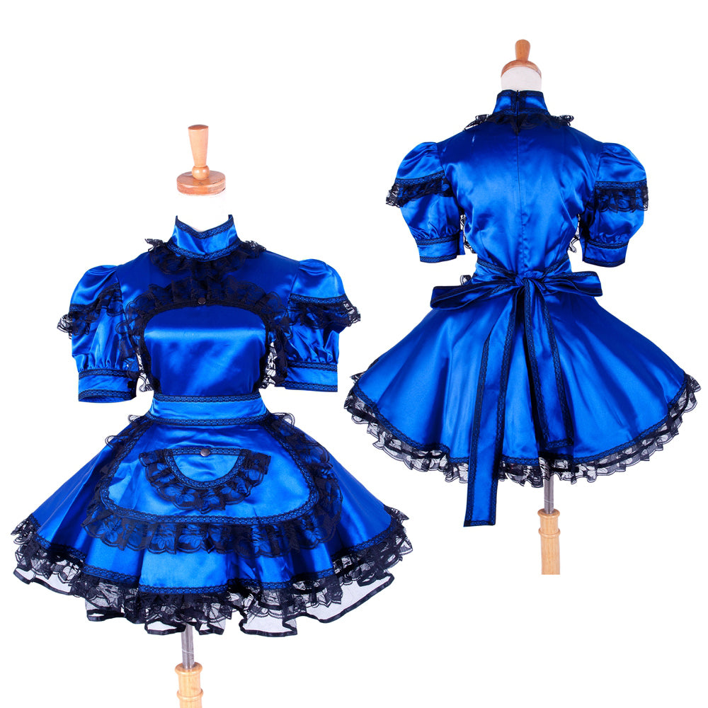 blue satin dress G1423