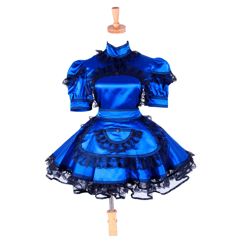 blue satin dress G1423