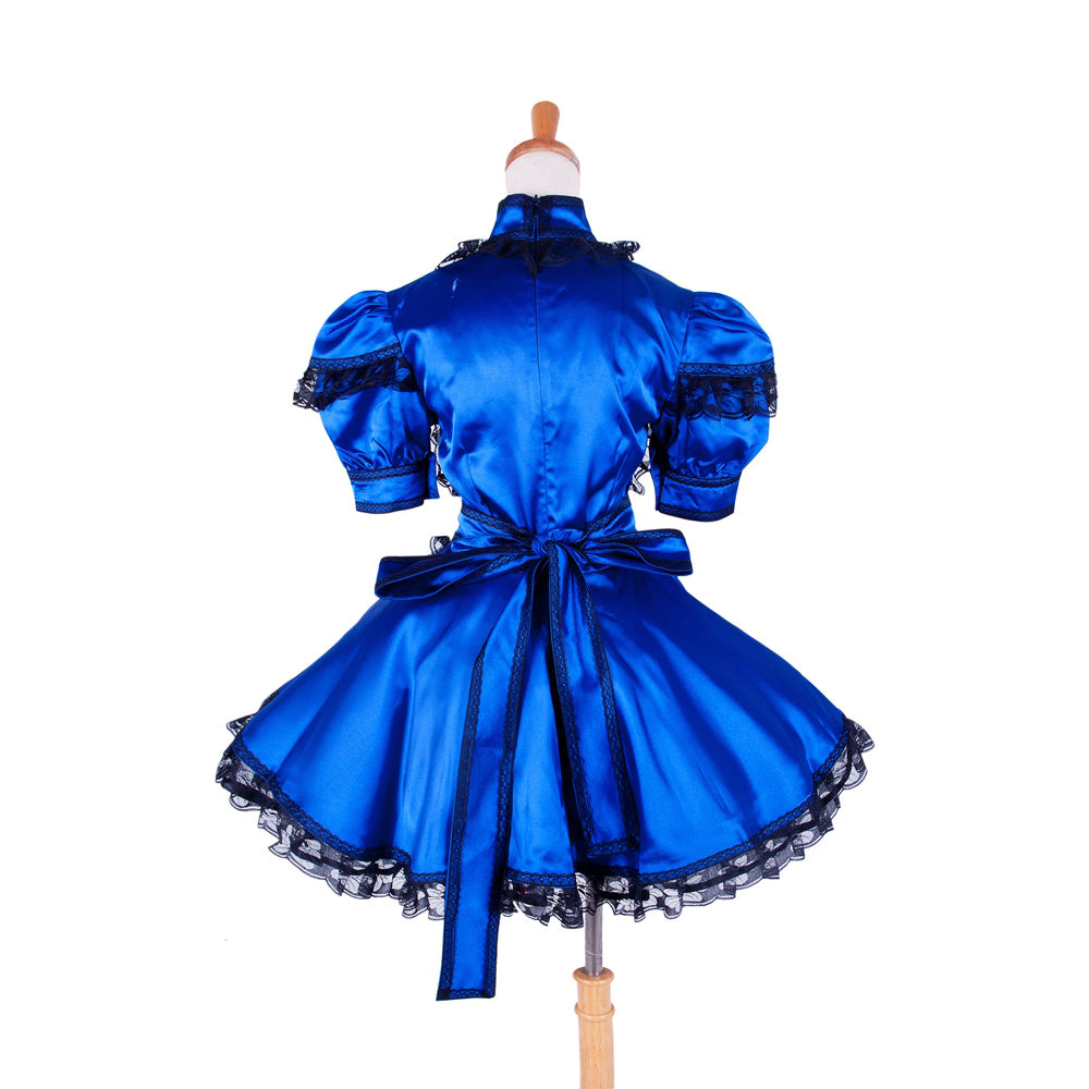 blue satin dress G1423