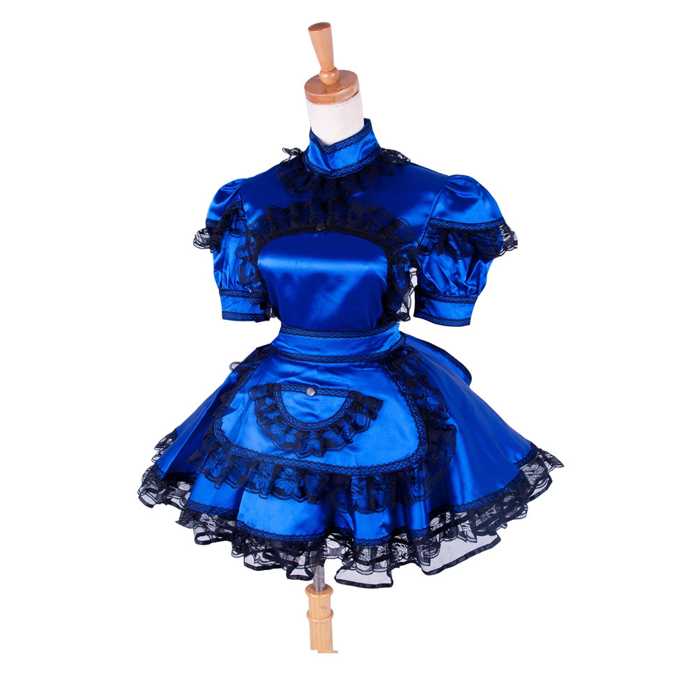 blue satin dress G1423